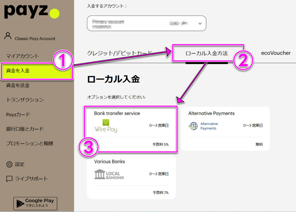 入金方法について解説:Payz(ペイズ)