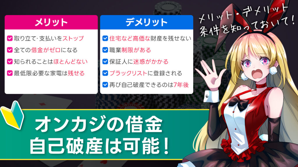 【実例】オンカジの借金は自己破産が可能│デメリットはあるか解説