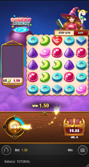 コニベットのSweet Alchemy プレイ画面（スマホ版）